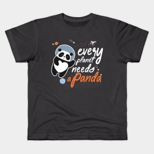 Every planet needs a panda astronaut panda Kids T-Shirt